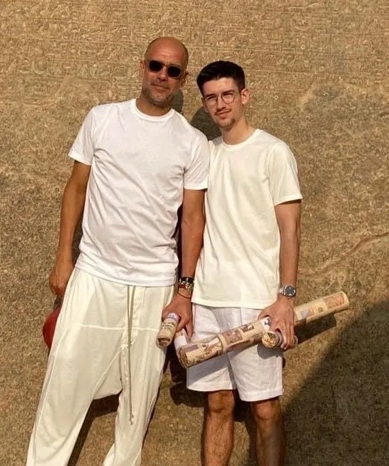 Pep Guardiola and his son on holiday in Egypt.