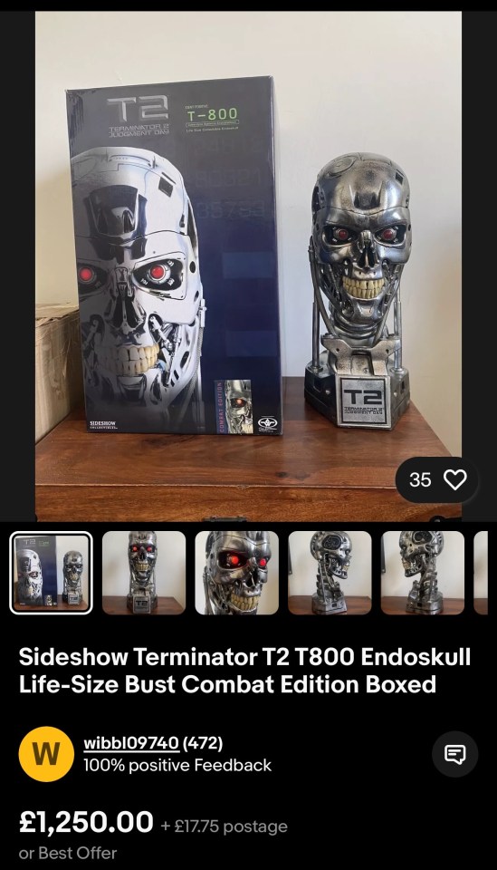 Sideshow Terminator 2 T800 Endoskull life-size bust, combat edition, boxed.