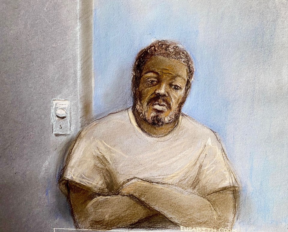 Court sketch of Jazwell Brown, charged with murder.