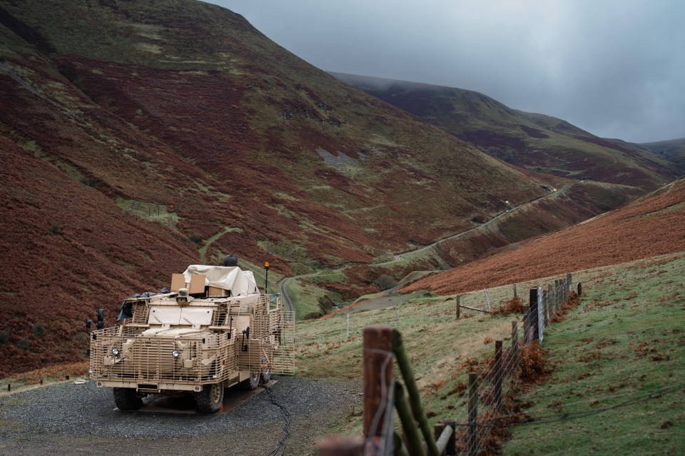 British Army Wolfhound vehicle with mounted laser weapon system.