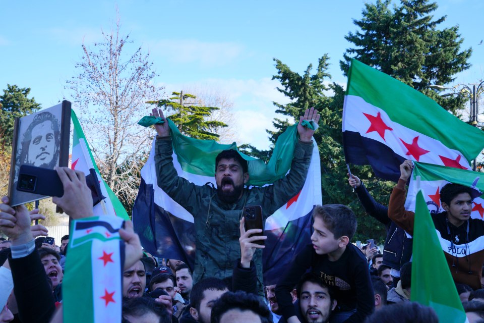 December 8, 2024, Fatih, Istanbul, Turkey: Syrians living in Turkey celebrate after Syrian rebels announced that they have ousted President Bashar al-Assad, in Fatih Mosque in Istanbul, Turkey, December 8, 2024. (Credit Image: © Tolga Uluturk/ZUMA Press Wire)