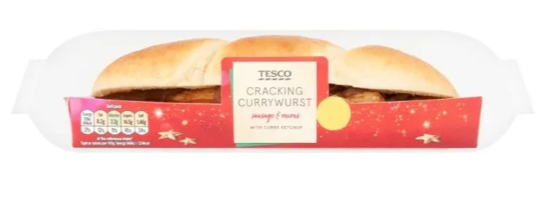 Tesco Cracking Currywurst sandwich with curry ketchup.