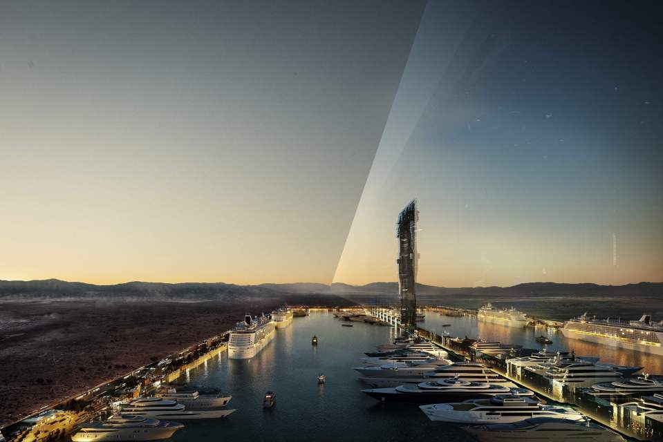 Futuristic megacity design with integrated vertical forest.