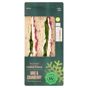 Waitrose Christmas brie and cranberry sandwich on seeded bread.