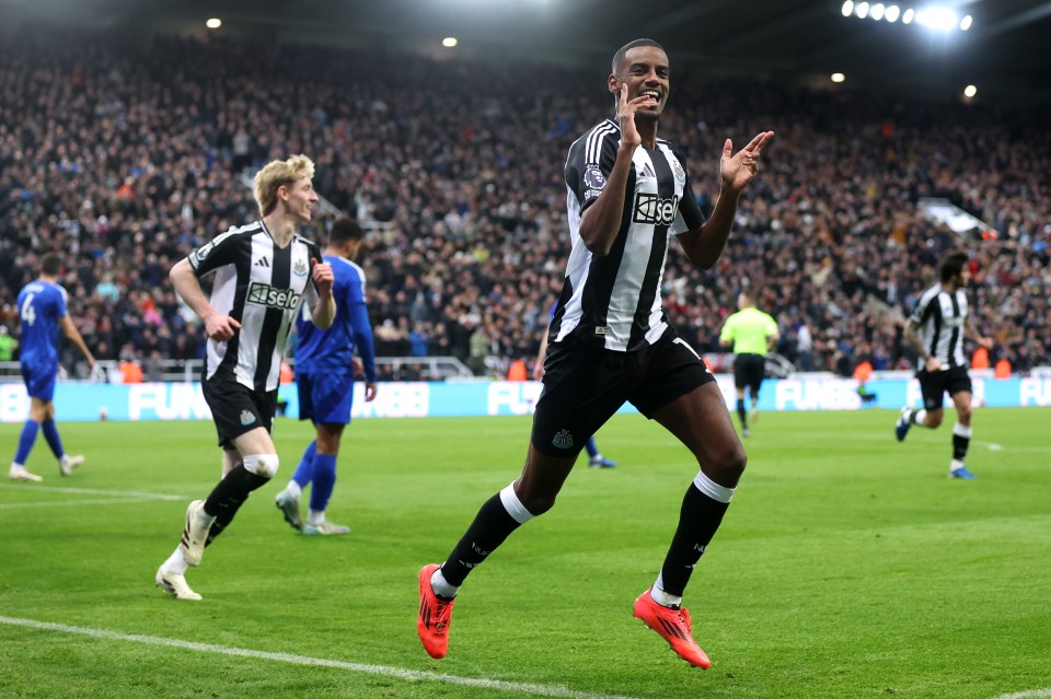 Alexander Isak of Newcastle United celebrates scoring a goal.