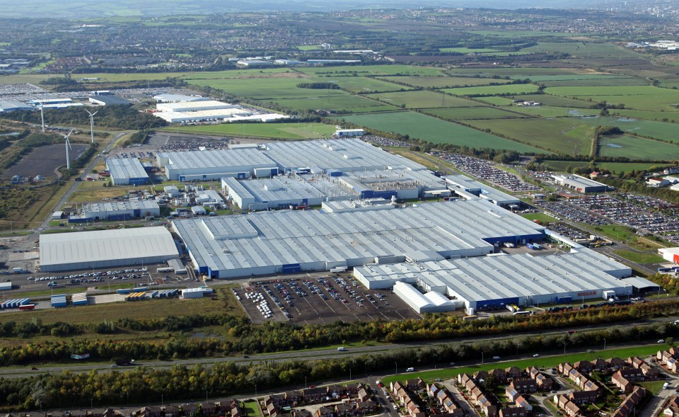 Aerial view of the Nissan car plant near Sunderland, UK.