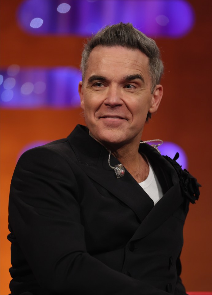 Robbie Williams filming for The Graham Norton Show.