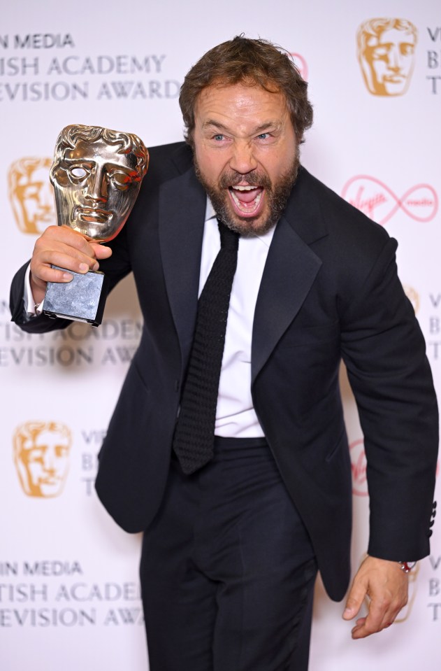 LONDON, ENGLAND - MAY 08: Stephen Graham with the Mini-Series award during the Virgin Media British Academy Television Awards at The Royal Festival Hall on May 08, 2022 in London, England. (Photo by Karwai Tang/WireImage)