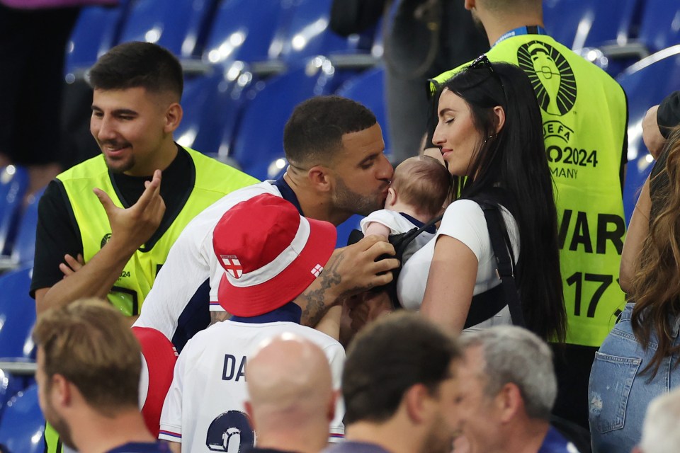 Kyle Walker with his family after a soccer match.
