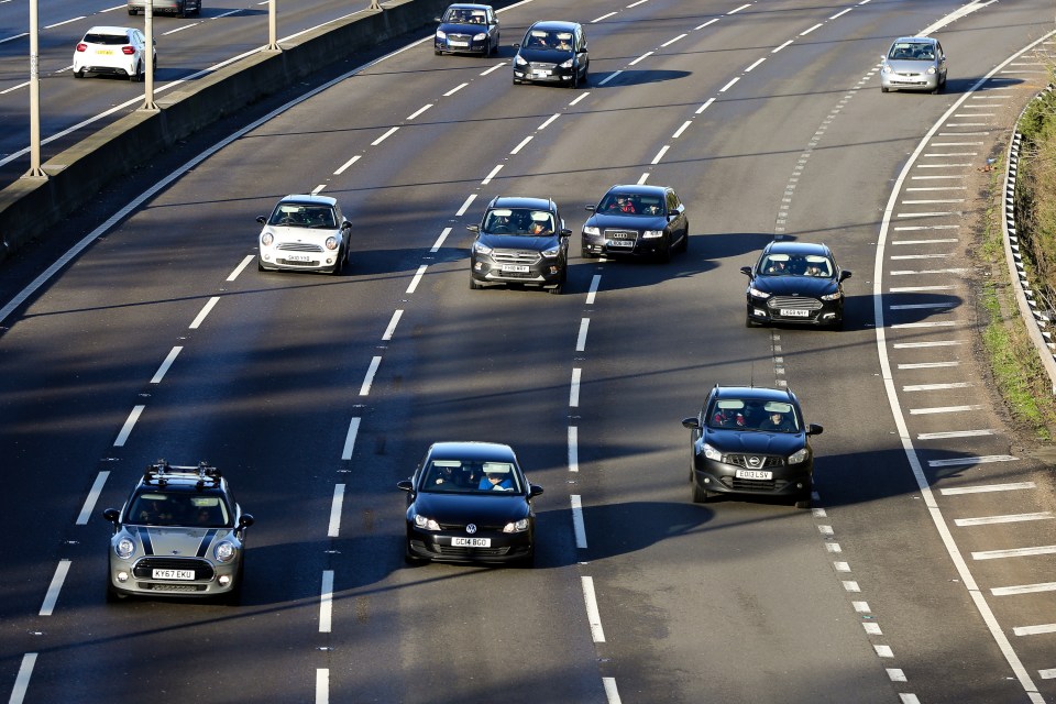 M1 motorway traffic flowing on Christmas Day.