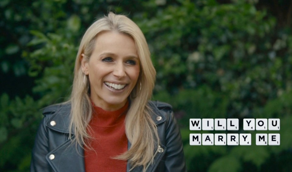 Martin Lewis recreates his marriage proposal using Scrabble tiles.
