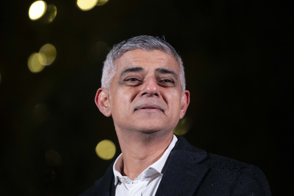 Sadiq Khan at the Trafalgar Square Christmas tree lighting ceremony.