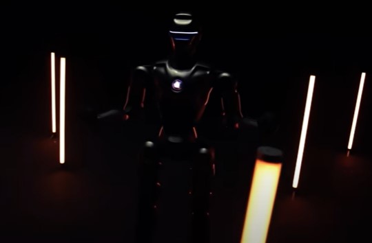 A black robot with ultra-acrobatic skills.