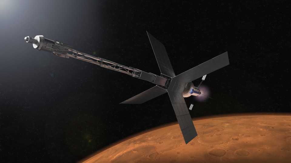 Spacecraft approaching Mars.