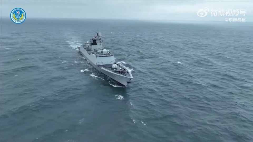Chinese military ship at sea.