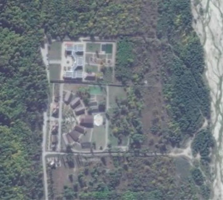 Aerial view of facilities and camps allegedly holding Ukrainian children.