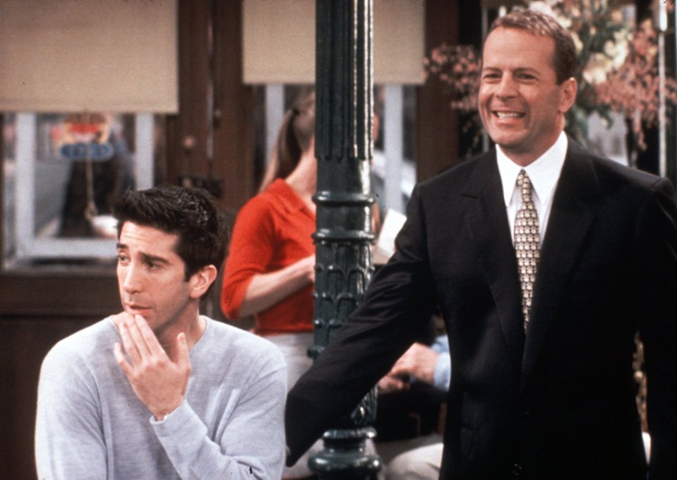 Bruce Willis guest-starring on Friends with David Schwimmer.