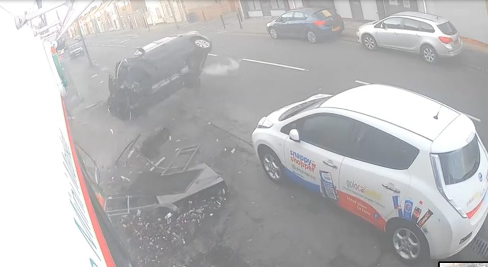Car crash; overturned vehicle.