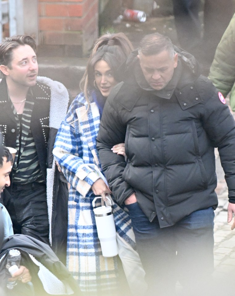 Michelle Keegan arriving on the set of Brassic series 7.