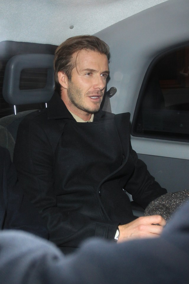 David Beckham in a car.
