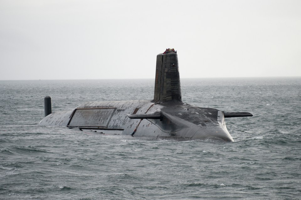 HMS Vengeance submarine at sea.