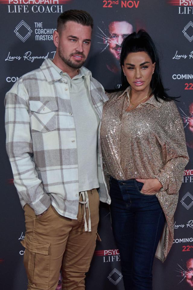 Carl Woods and Katie Price at the premiere of *The Psychopath Life Coach*.