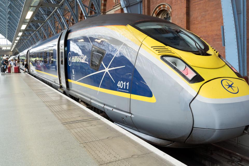 Eurostar train at St Pancras International station.