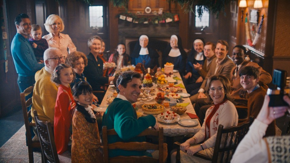 Call the Midwife Christmas special cast at a large festive dinner.