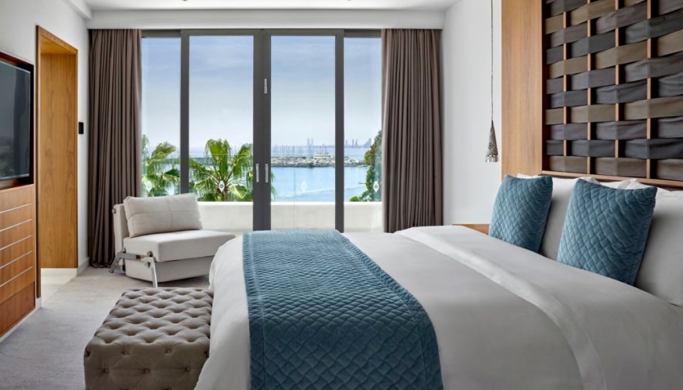 Hotel room with ocean view.