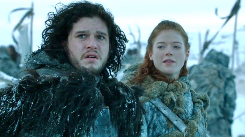 Jon Snow and Ygritte in Game of Thrones.