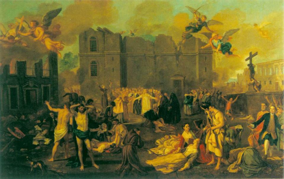 Painting depicting the aftermath of the 1755 Lisbon earthquake.
