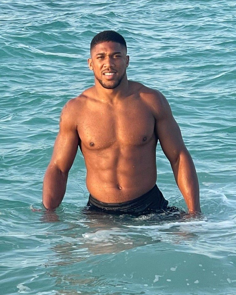 Anthony Joshua in the ocean.