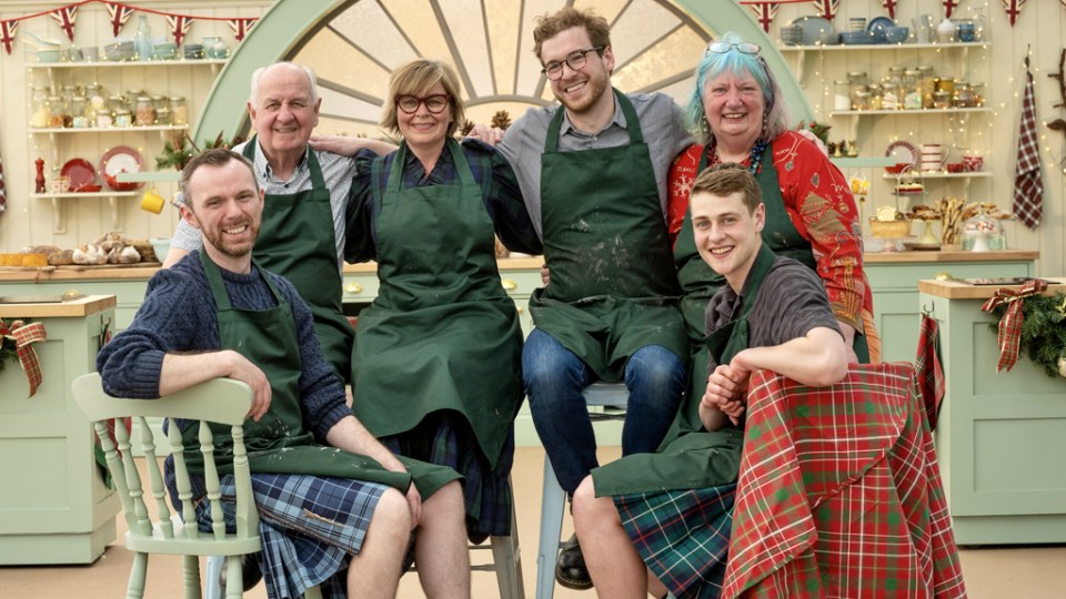 The Great British Bake Off New Year special contestants and judges.