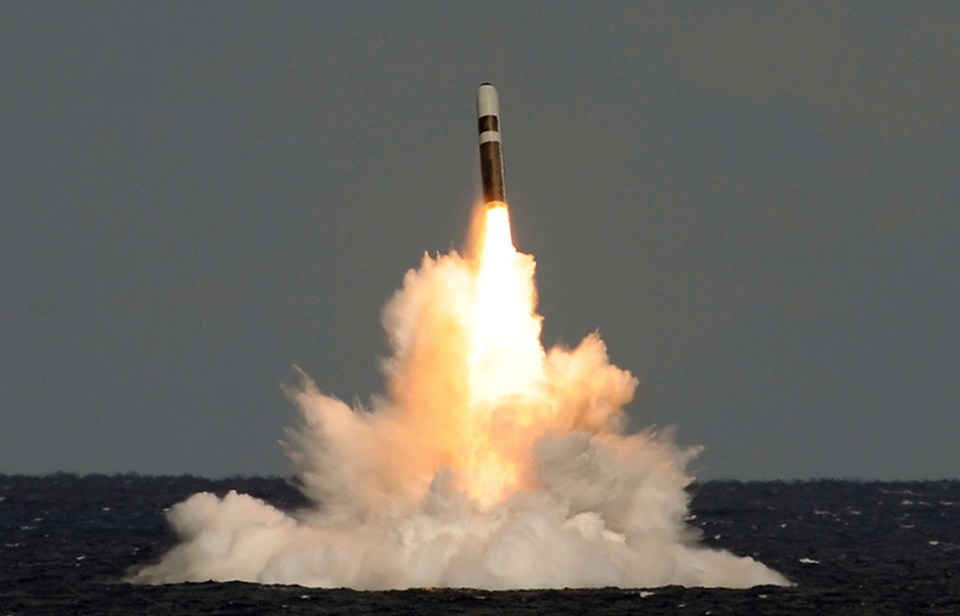 Unarmed Trident II ballistic missile launch from HMS Vigilant.