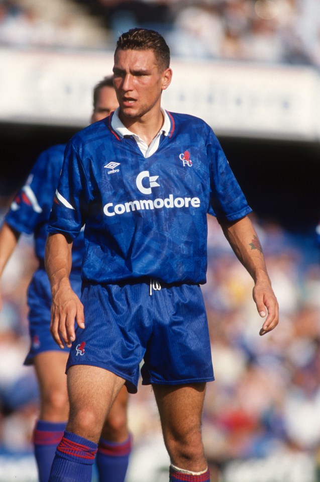 Vinnie Jones of Chelsea playing soccer.