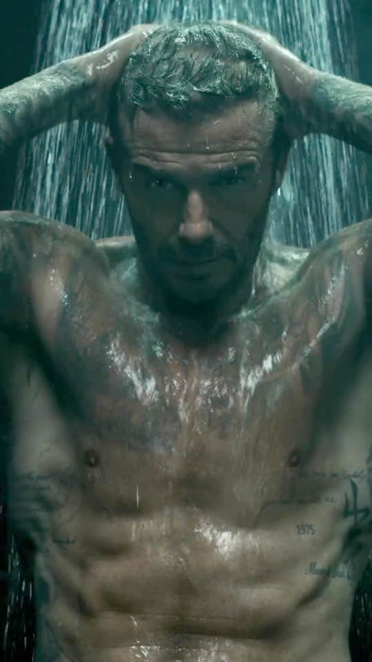 David Beckham showering.