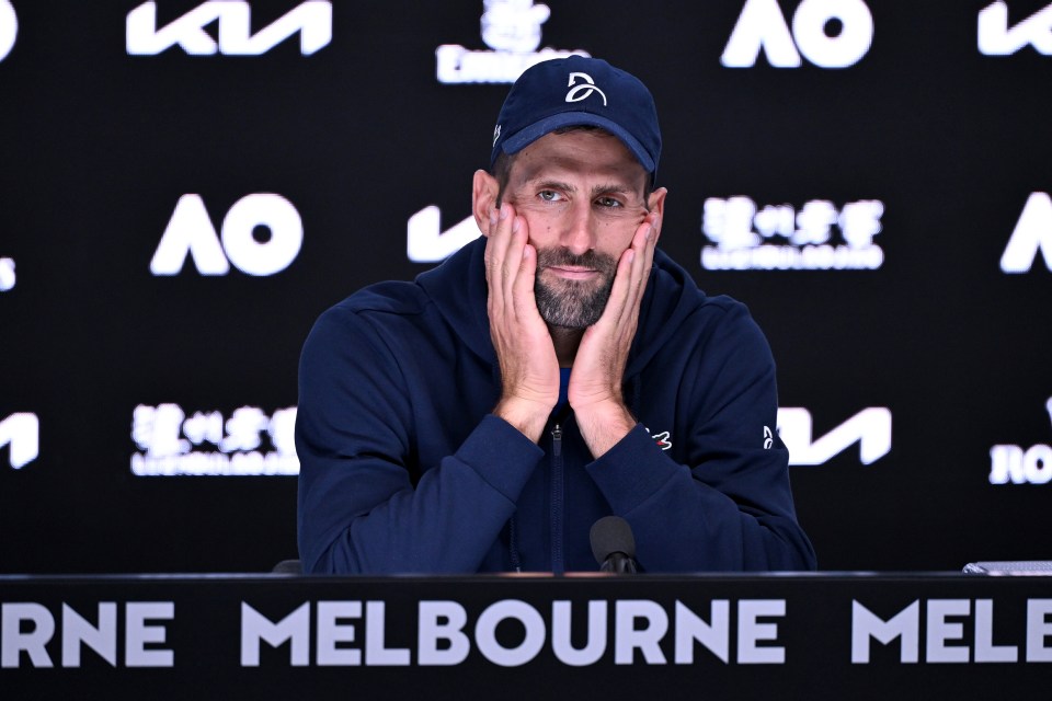 Novak Djokovic at a press conference.