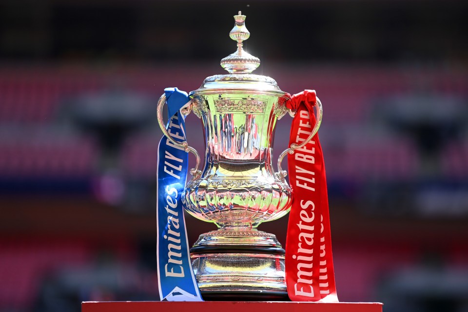 Emirates FA Cup trophy at Wembley Stadium.