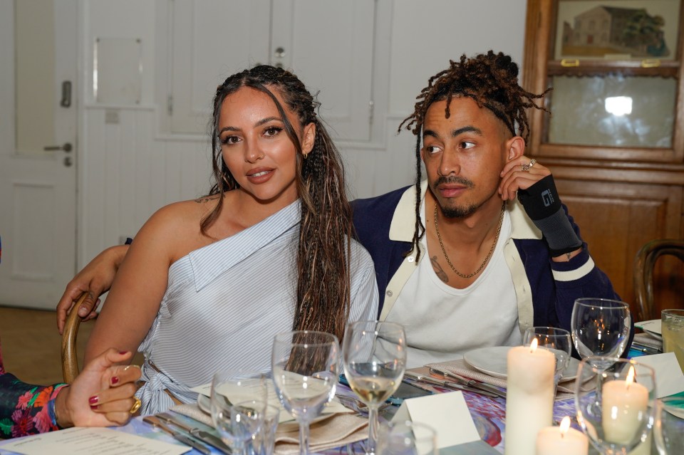 Jade Thirlwall and Jordan Stephens at a dinner.