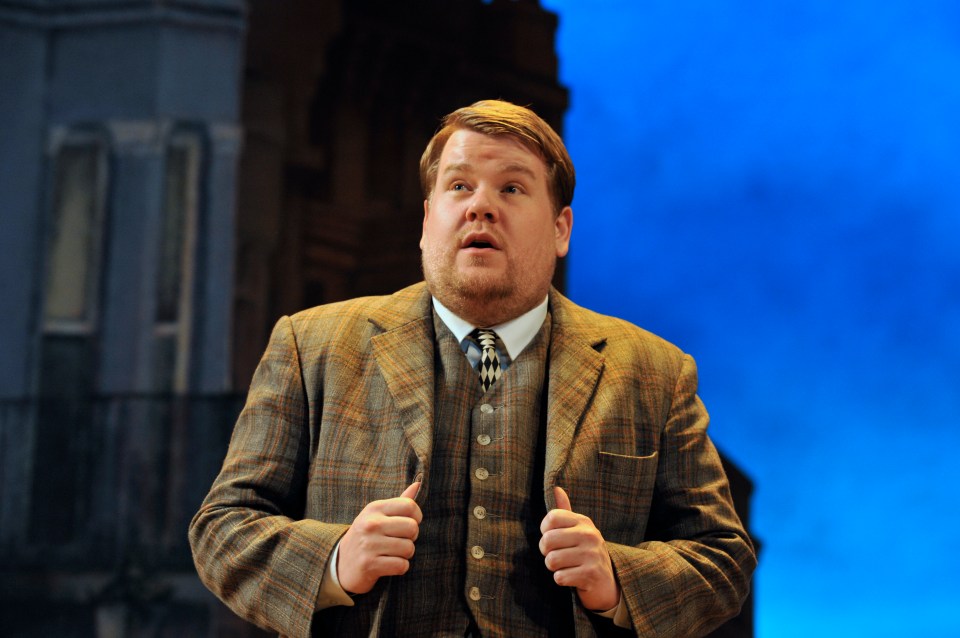 James Corden as Francis Henshall in a theatrical production.