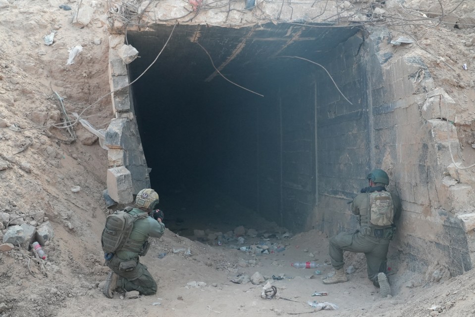 Israeli soldiers guarding a tunnel entrance in Rafah, Gaza Strip.
