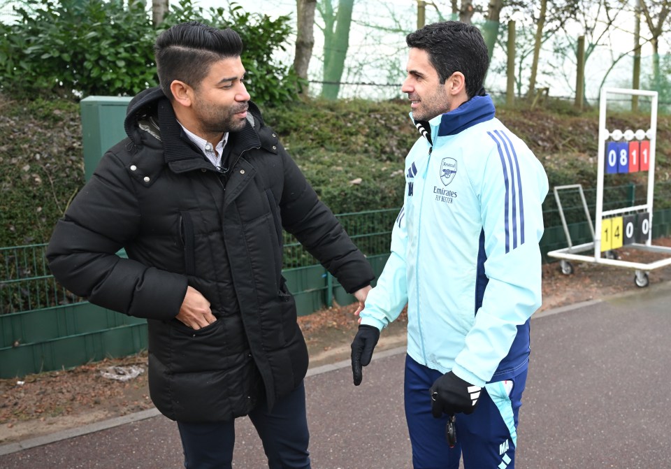 Mikel Arteta and Eduardo da Silva at Arsenal training.