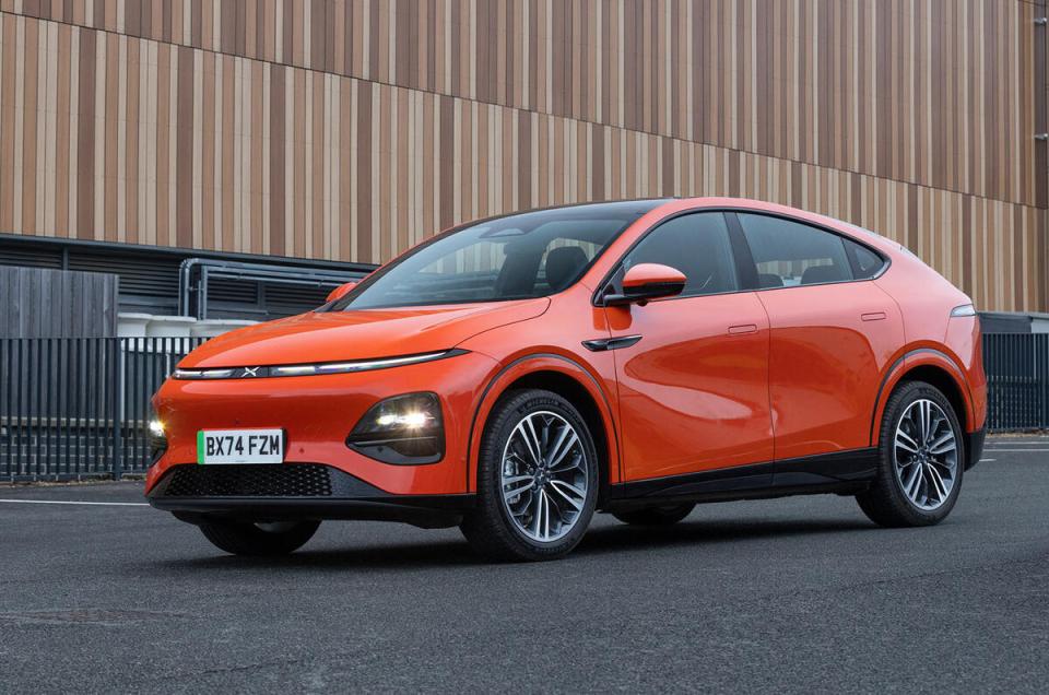 Orange electric SUV.