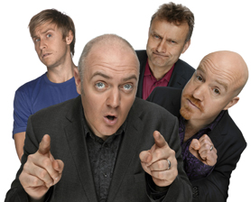 Russell Howard, Dara O'Briain, Hugh Dennis, and Andy Parsons on Mock the Week.