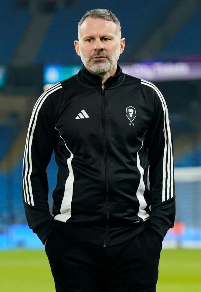 Ryan Giggs, co-owner of Salford City, at a football match.
