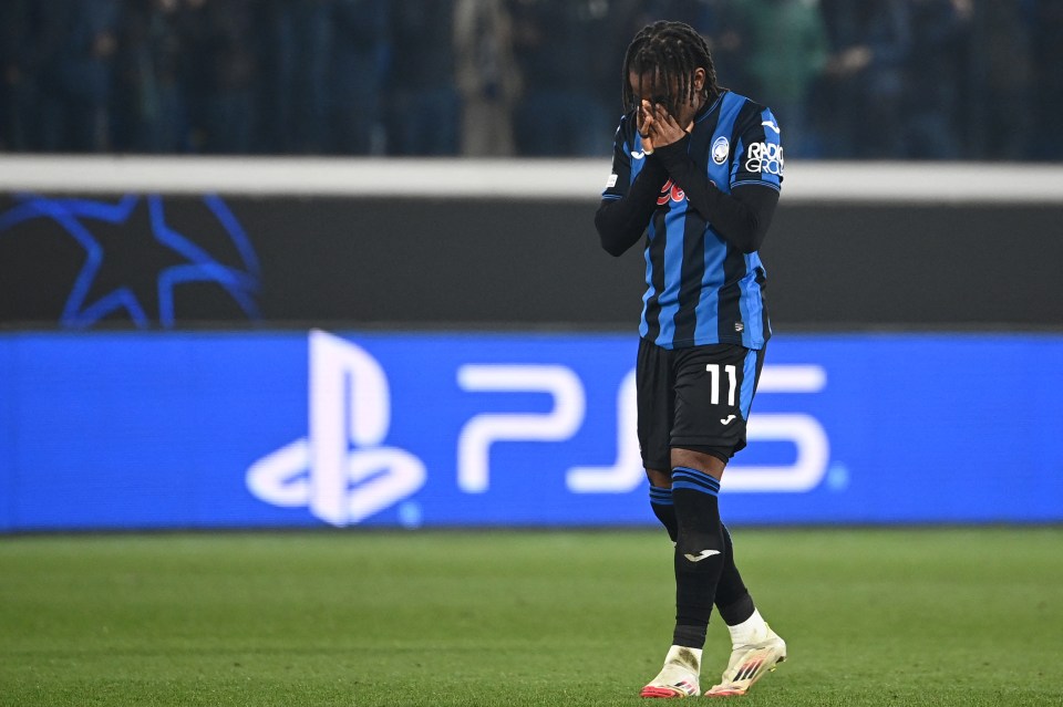 Ademola Lookman, Atalanta forward, reacting after a soccer match.