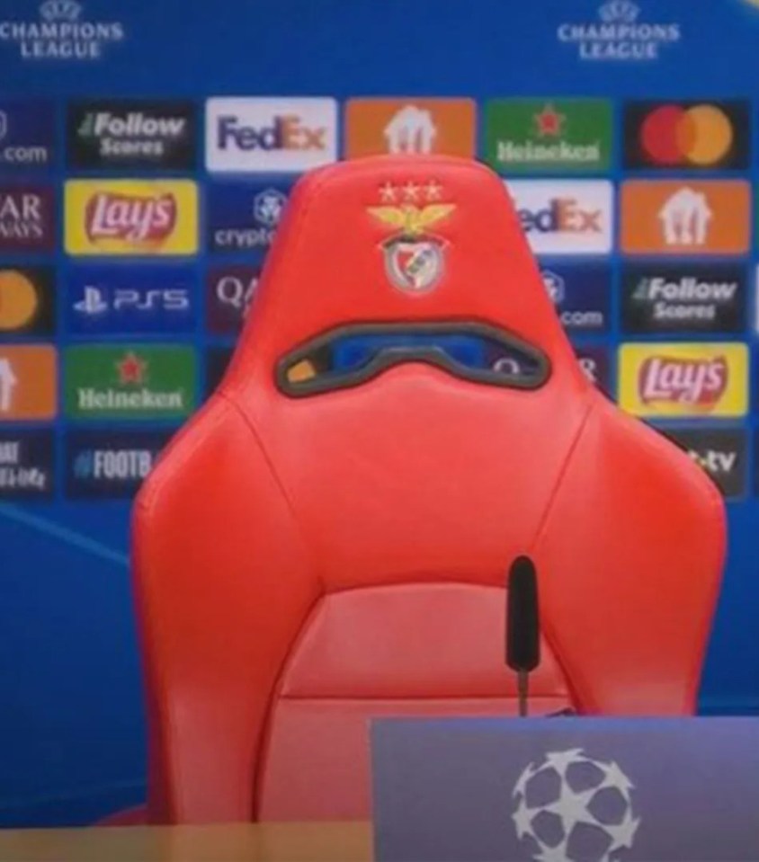 Collage showing an empty Benfica team chair and a map of earthquake intensity near Lisbon.