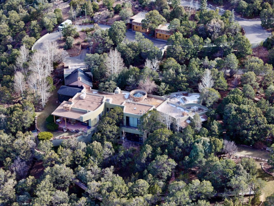 Aerial view of Gene Hackman's Santa Fe home.