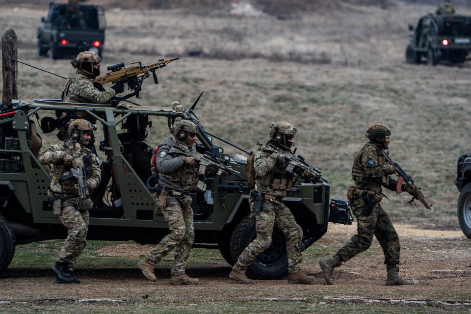 NATO soldiers on patrol.