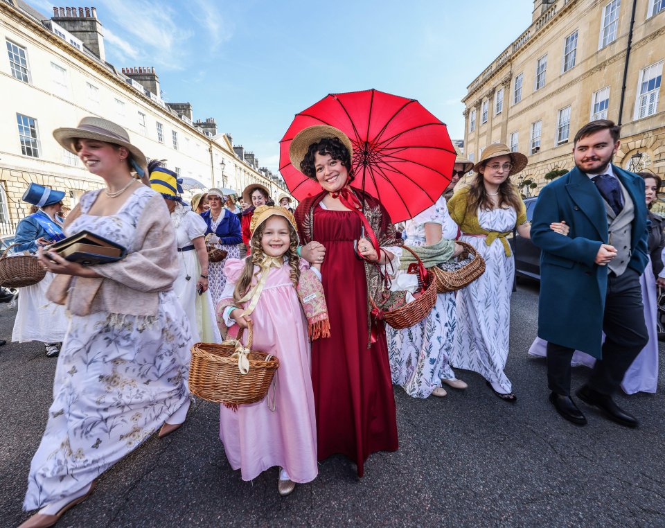Jane Austen yearly celebration parade in Bath, UK.
